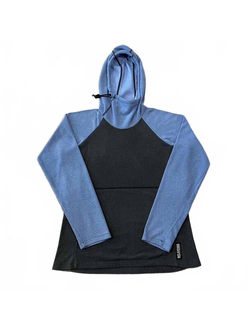 Melanzana Womens Micro Grid Hoodie Pullover Blue Gray Size Small